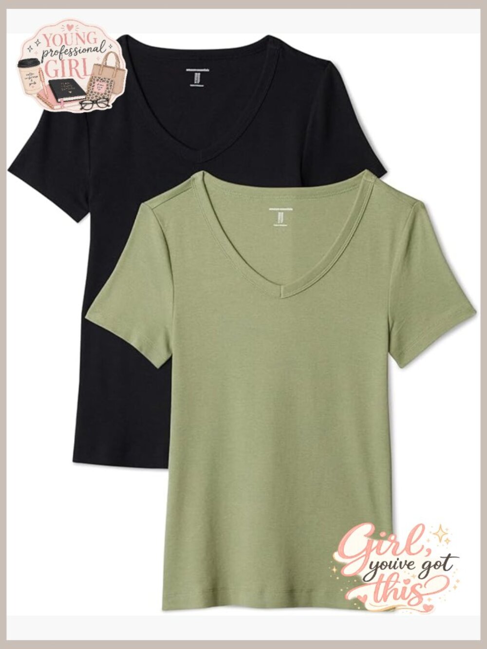 Slim-Fit Short-Sleeve V-Neck T-Shirt 2-Pack Soft Cotton Modal